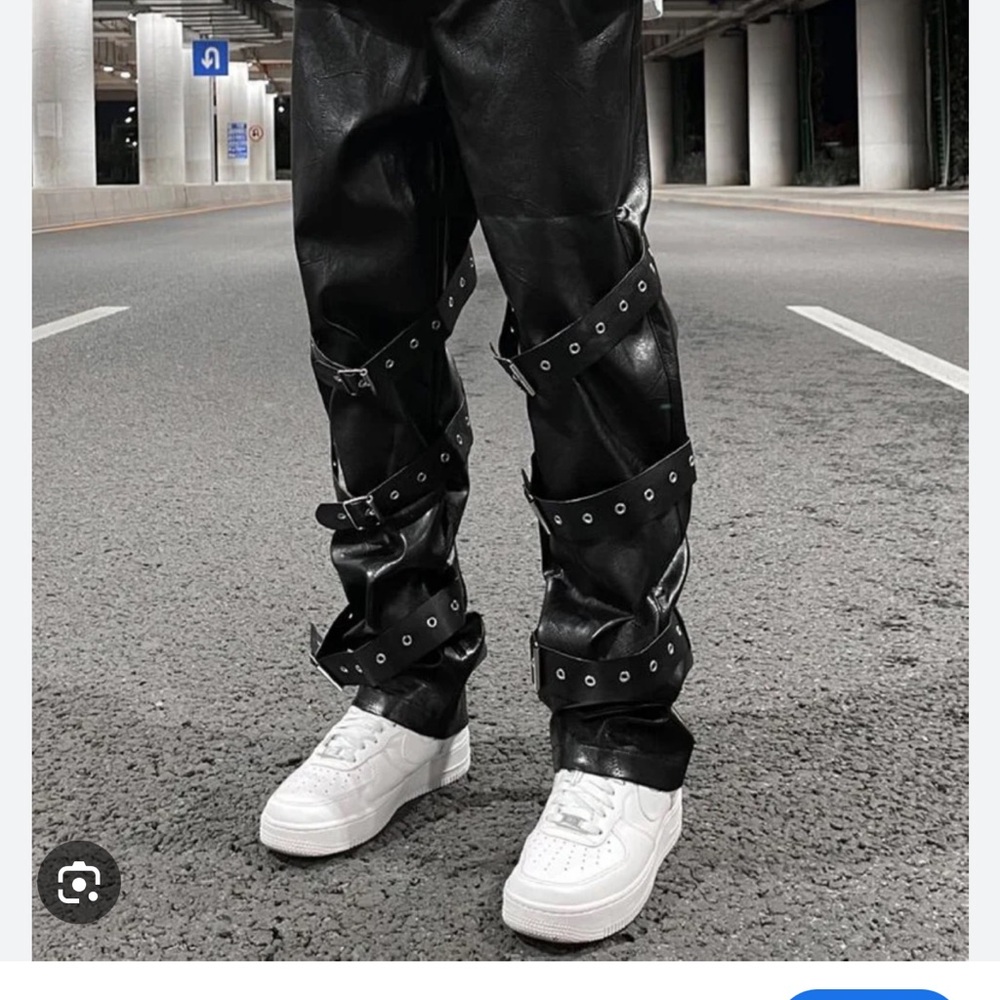 Men's Black Strapped Pants